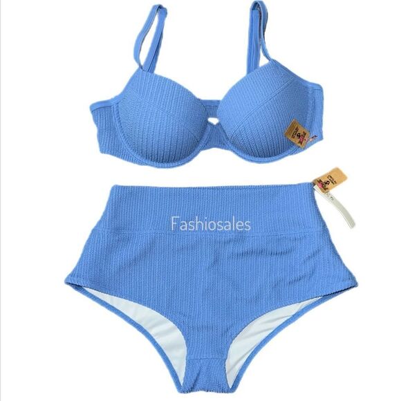 Victorias Secret Pink Swim Crinkle Push Up Padded Bikini Top Shortie Bottom Set - Picture 1 of 7